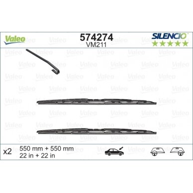 Valytuvai Valeo Silencio 550/550mm Valytuvai Valeo Silencio 550/550mm