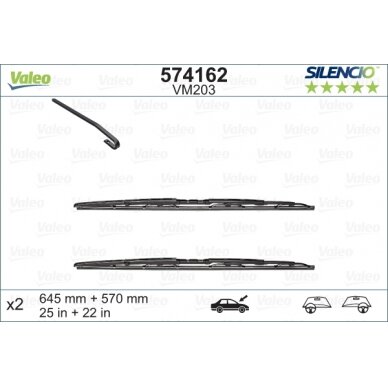 Valytuvai Valeo Silencio 645/570mm Valytuvai Valeo Silencio 645/570mm