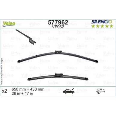 Valytuvai Valeo Silencio 650/430mm Valytuvai Valeo Silencio 650/430mm