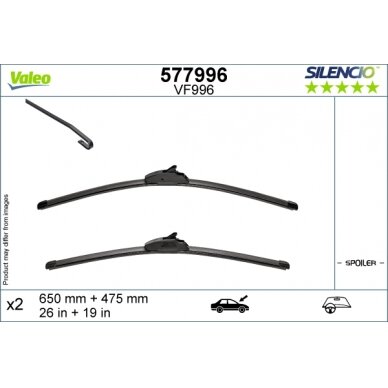 Valytuvai Valeo Silencio 650/475mm Valytuvai Valeo Silencio 650/475mm