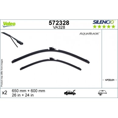 Valytuvai Valeo Silencio Aquablade 650/600mm Valytuvai Valeo Silencio Aquablade 650/600mm