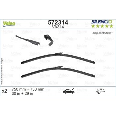 Valytuvai Valeo Silencio Aquablade 750/730mm Valytuvai Valeo Silencio Aquablade 750/730mm