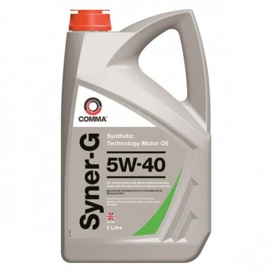 Variklio alyva Comma SYNER-G 5W40, 5L Variklio alyva Comma SYNER-G 5W40, 5L