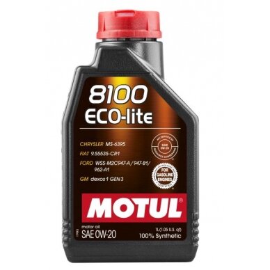 Variklio alyva Motul 8100 ECO-LITE 0W20, 1L Variklio alyva Motul 8100 ECO-LITE 0W20, 1L