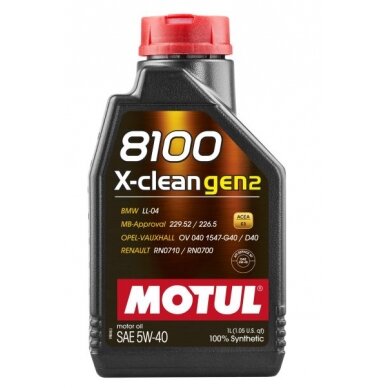 Variklio alyva Motul 8100 X-CLEAN GEN2 5W40, 1L Variklio alyva Motul 8100 X-CLEAN GEN2 5W40, 1L