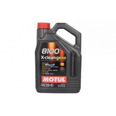 Variklio alyva Motul 8100 X-CLEAN GEN2 5W40, 5L Variklio alyva Motul 8100 X-CLEAN GEN2 5W40, 5L