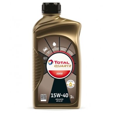 Variklio alyva Total Quartz 5000 15W40, 1L Variklio alyva Total Quartz 5000 15W40, 1L