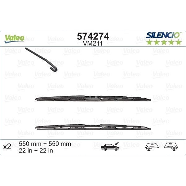 Valytuvai Valeo Silencio 550/550mm Valytuvai Valeo Silencio 550/550mm