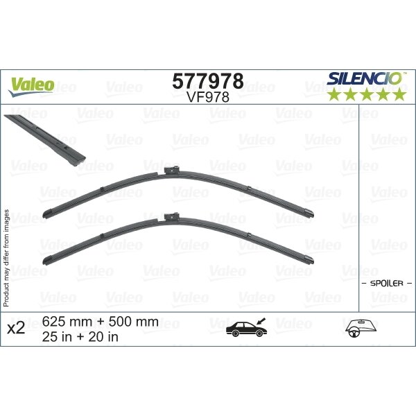 Valytuvai Valeo Silencio 625/500mm Valytuvai Valeo Silencio 625/500mm
