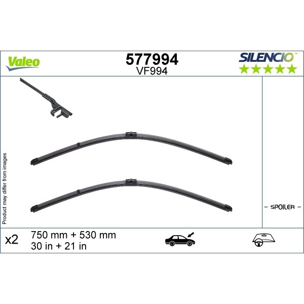 Valytuvai Valeo Silencio 750/530mm