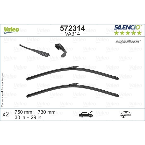 Valytuvai Valeo Silencio Aquablade 750/730mm Valytuvai Valeo Silencio Aquablade 750/730mm