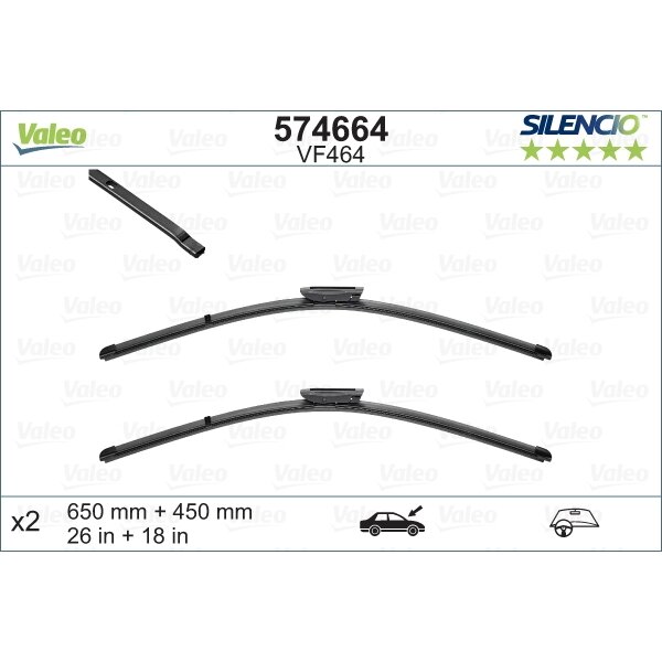 Valytuvai Valeo Silencio Xtrm 650/450mm